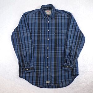 Vintage Levi's Men's Plaid shirt Size Medium  Blue/Black Stripped CW: 3Q 98